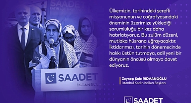 Saadet Partisi, 21 Eylül Dünya Barış Günü'nde Filistin ve Şehit Ayşenur Ezgi Eygi İçin Basın Açıklaması Yaptı